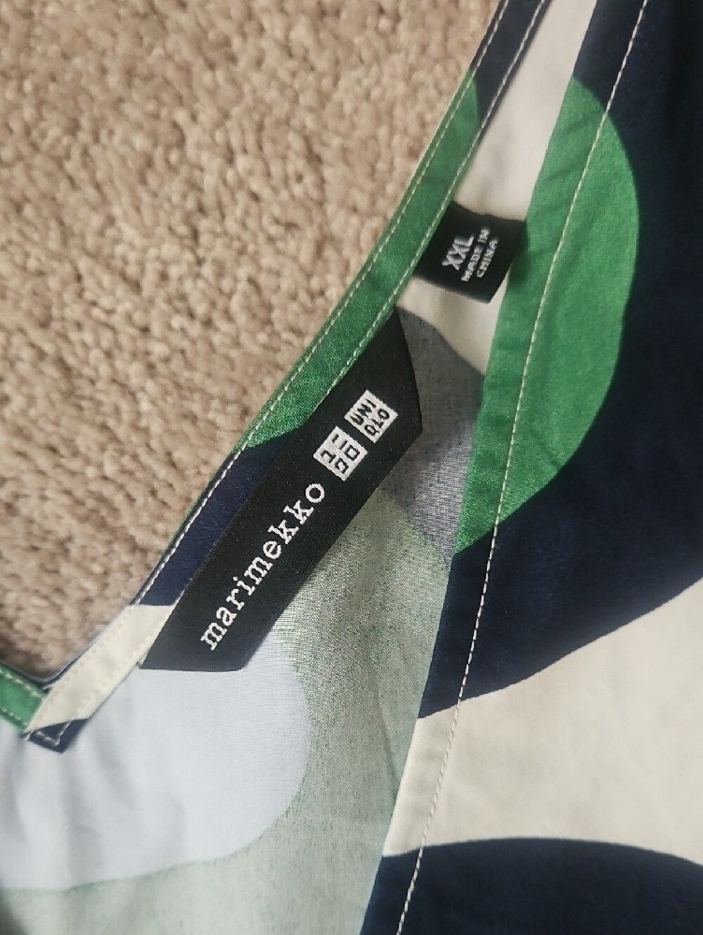 Marimekko Uniqlo Green Blue Oval Print Maxi Dress - Picture 2 of 16